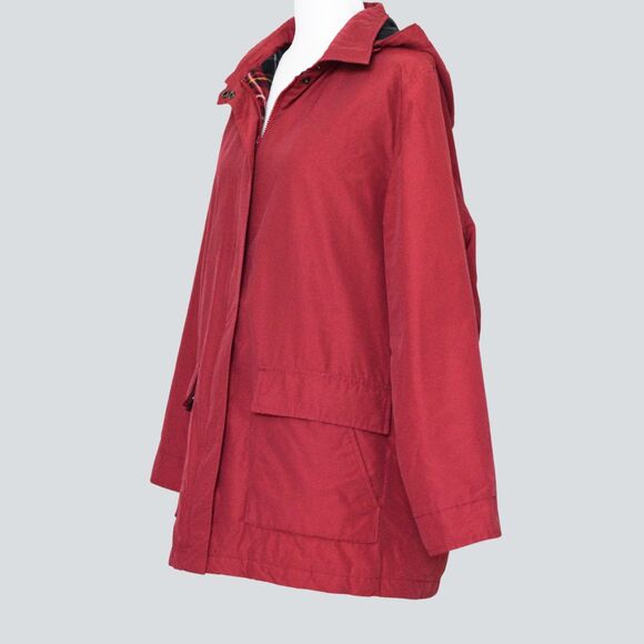 EDDIE BAUER Women's Red Hooded Rain Jacket/ Coat Size L - Picture 3 of 9